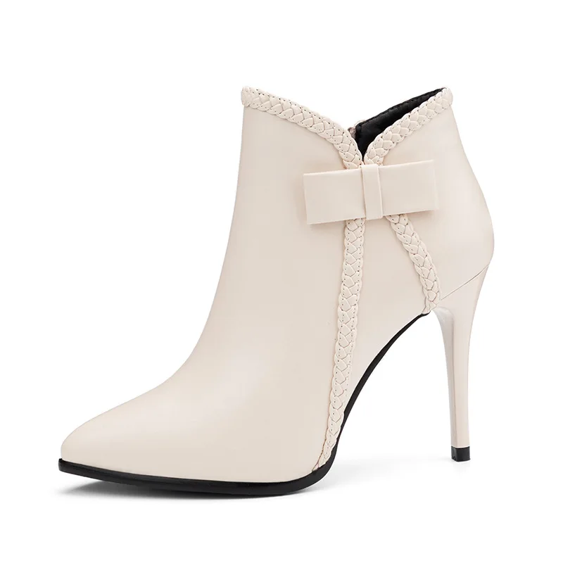 

2019 10.5CM High heel shoes Pointed high heel Martin boots nightclub sexy booties stiletto side zipper slim single boots