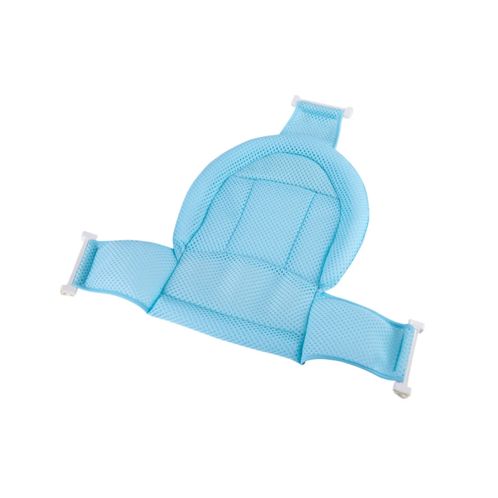 Blue 3 Buckles Подушка для ванной для душа, регулируемая, 3D сетка, дышащий, устойчивый, противоскользящий, детский коврик для ванной, безопасность для новорожденных, безопасность, поддержка сиденья для ванной - Цвет: Blue 3 Buckles