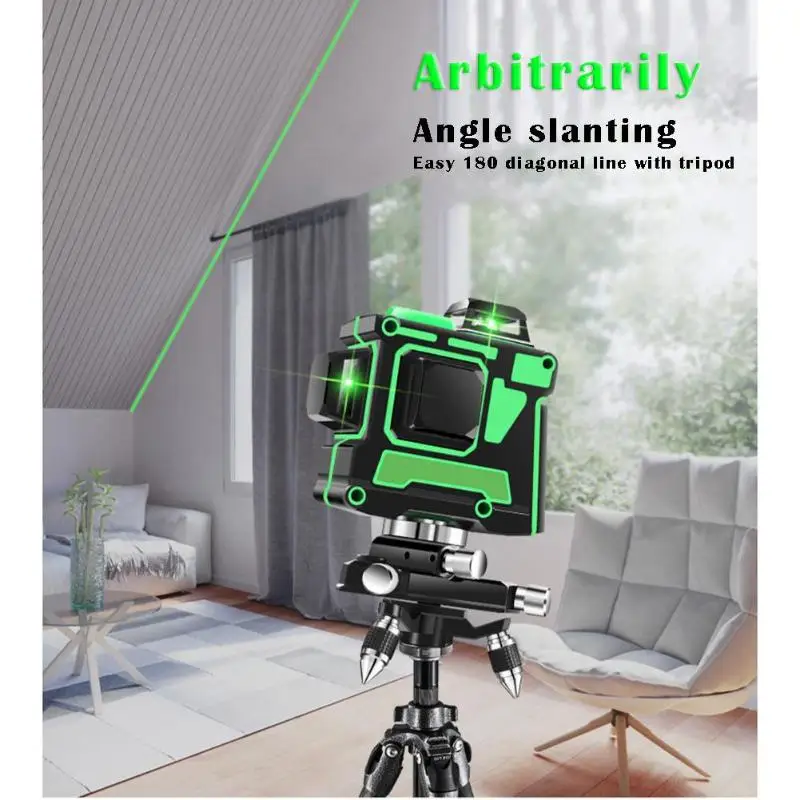 

12 Lines LD Green Laser Level Instrument Super High Brightness Vertical Horizontal Self-leveling Remote Control Level Tool