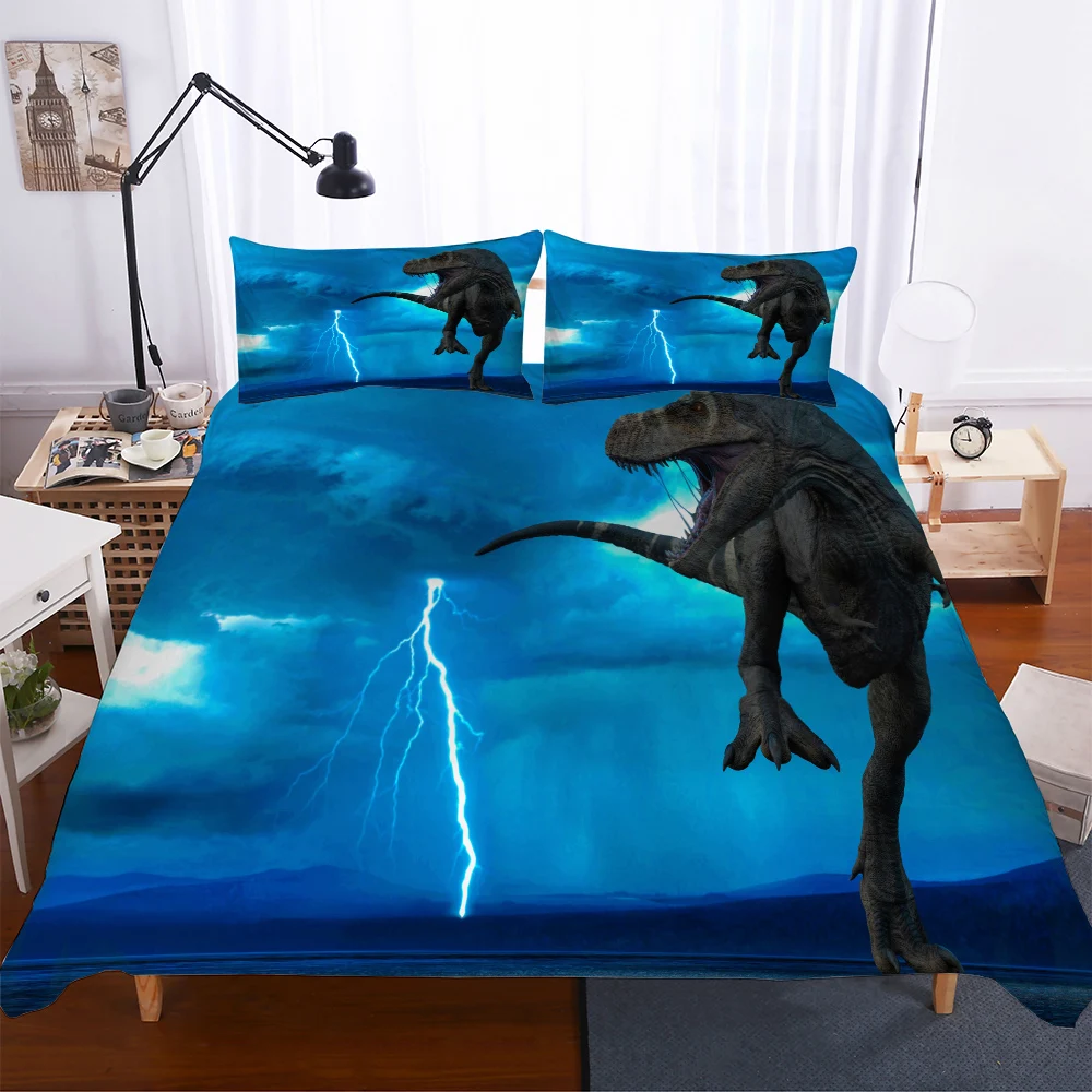 as picture BEST.WENSD,, bedding-set-3d, HD набор пододеяльников для пуховых одеял с изображением животных динозавров, темно-зеленые постельные принадлежности, набор постельного белья с изображением динозавров высокого качества - Цвет: as picture