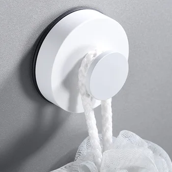 

Bedroom Round Wall Mounted Bathroom Hotel Plastic Punch Free Mini Robe Hook Household Removable Suction Cup Kitchen Decorative