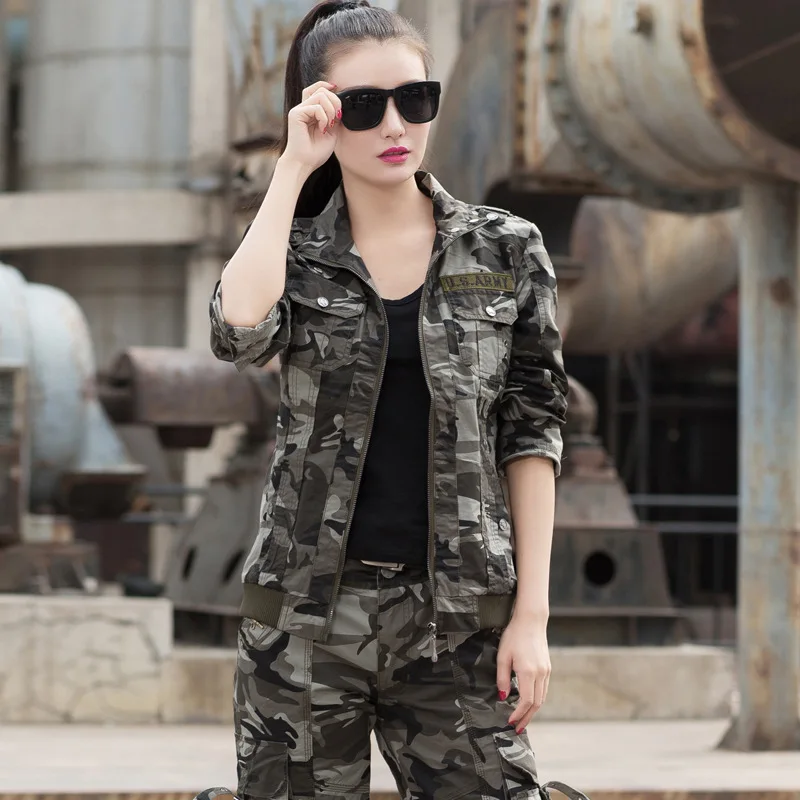 Chaqueta verde militar para Mujer, abrigos de camuflaje bordados de algodón  con cremallera, Talla M, L, XL, 2XL, primavera y otoño, 2023 - AliExpress