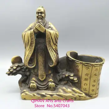 

Pure copper Confucius pen container desk personality gift decorations to help the school career more prosperous retro creative C