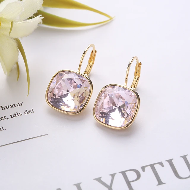 2021 New Design  Square Stones Earrings With French Hook Lever Back For Fashion Girls Wedding Gifts G212
