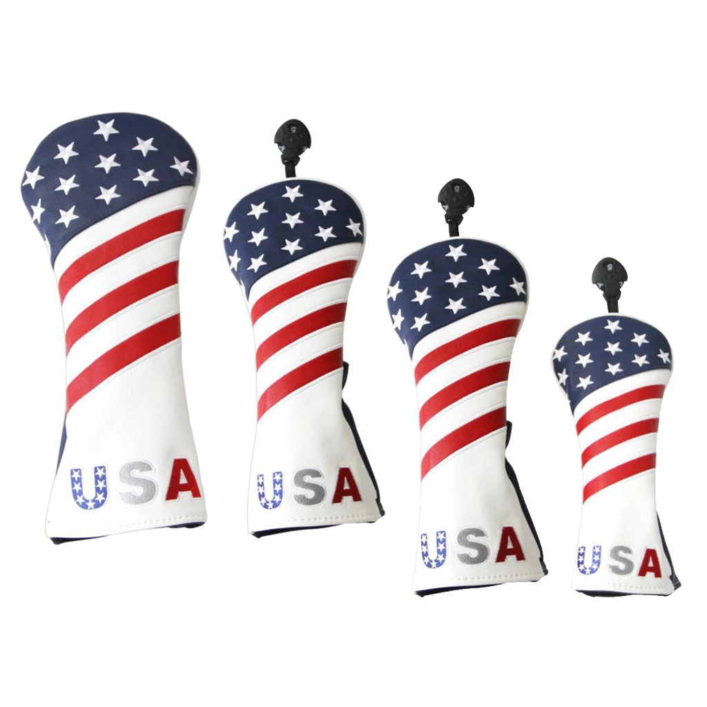 

4pcs/Set Golf Headcover 460cc Driver Wood Head Cover PU Leather with Interchangeable Number Tag