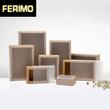 

Black Kraft Paper Drawer Boxes with Frosted Sleeve Handmade Wedding Party Candy Gift Packaging Boxes