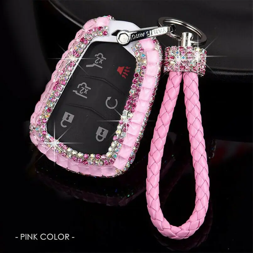 Pink Совершенно новая Алмазная Автомобильная сумка-Футляр для ключей чехол Брелок для Cadillac ATS-L CT6 XTS XT5 CTS SRX - Название цвета: Pink