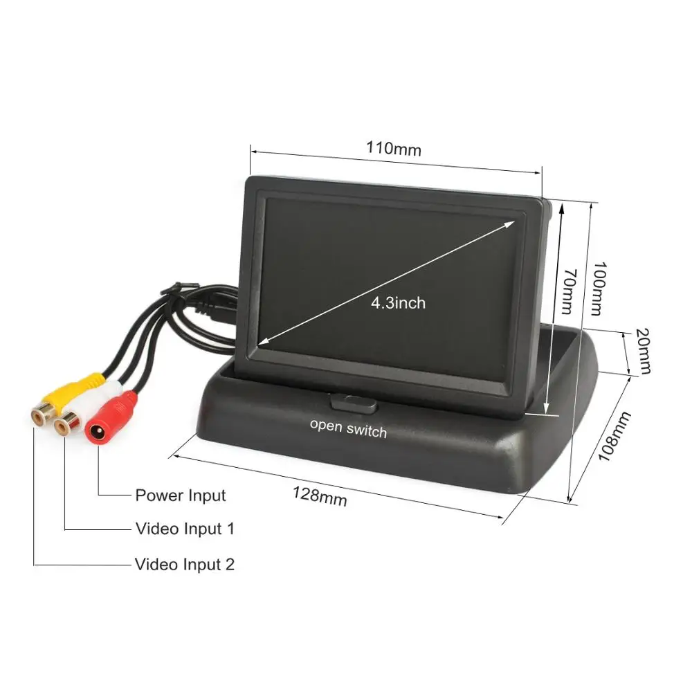 DIYKIT Wireless 4.3inch Car Reversing Camera Kit Back Up Car Monitor LCD Display HD Car Rear View Camera Parking System