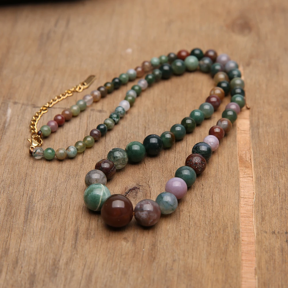 OAIITENatural ожерелье с бусинами из камней, бисерное короткое ожерелье, винтажное ожерелье