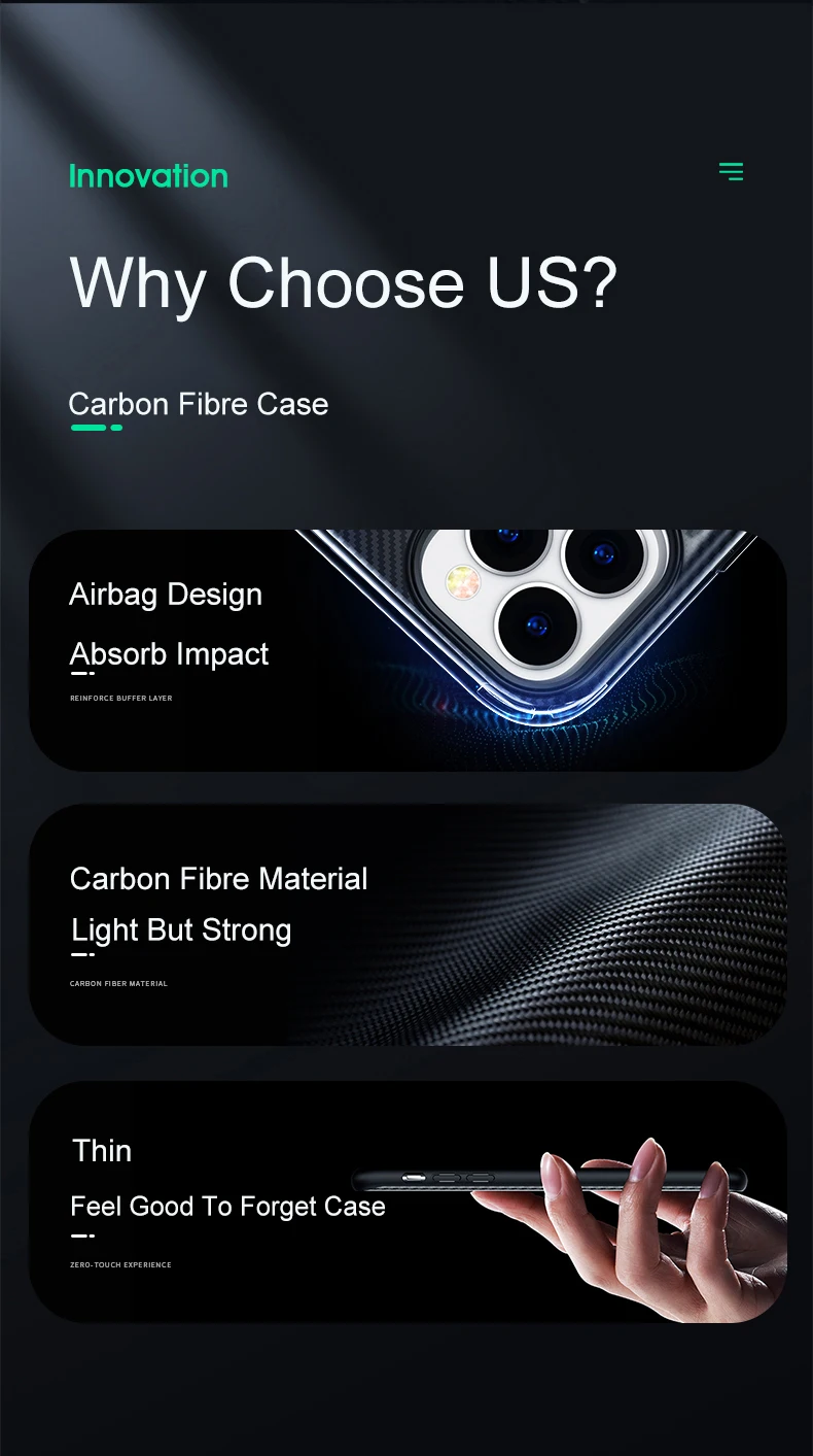 Carbon Fiber Shockproof Armor Stripe Case For iPhone 12