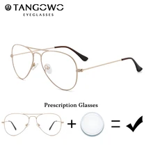 Tangowo óculos de miopia dos homens óculos ópticos masculino prescrição óculos de metal quadro grau vidro eyewear(China)