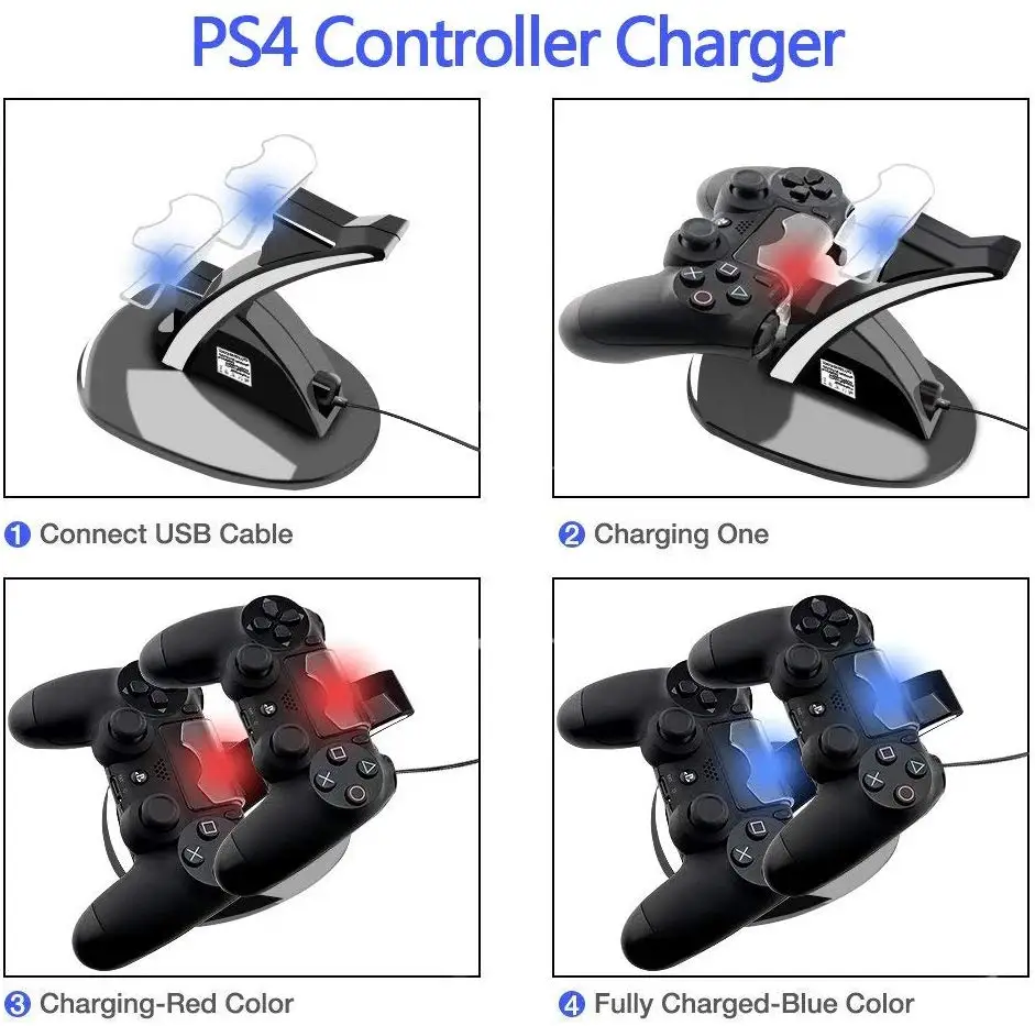 PS4 контроллер Зарядное устройство Док-станция Подставка двойной USB быстрозарядная станция и светодиодный индикатор для sony PS4 контроллер