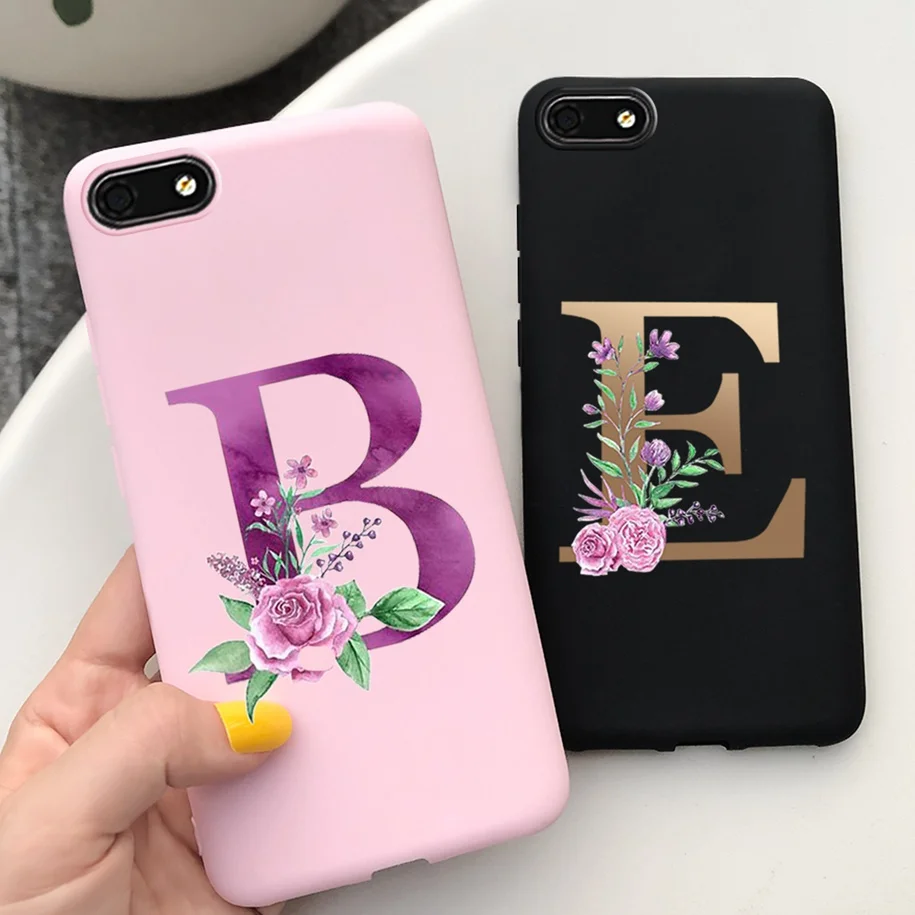 Chic Alphabet Flower Silicone Phone Case - Soft Touch Black Pink Matte TPU Cover