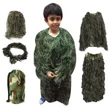 Детский костюм Ghillie для охоты на открытом воздухе, камуфляжный костюм с лесом, лесом, травой, Униформа, комплект одежды, Костюм Под джунгли, CS, тренировочный костюм