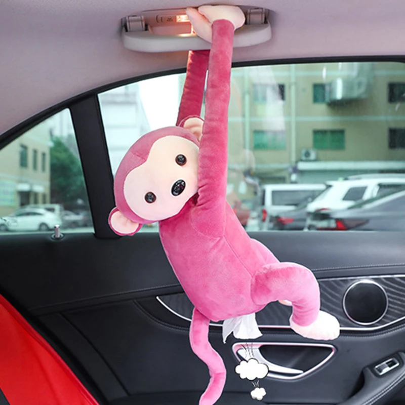  1PC Car Hanging Paper Napkin Box Portable Paper Box Handkerchief Case Comfortable Cartoon Monkey Ho