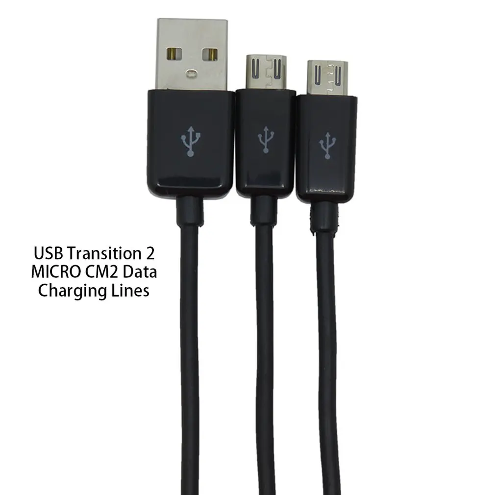Высококачественный черный USB 2,0-Dual 2 Micro USB 2,0 Мужской y-разветвитель кабель для зарядки и передачи данных Шнур для зарядки мобильного кабеля