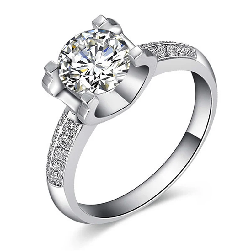 Чистое 18 к белое золото Двухрядное Moissanite кольцо на заказ лабораторный алмаз кольцо Классические 4 когти обручальное кольцо на головщину