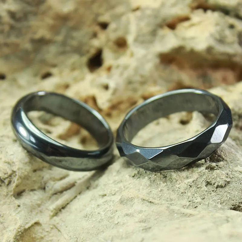 Hematite Ring Natural Stone Flat Arc Plain Non-Magnetic Couple Rings Size 6-12 Wedding Lovers Rings Jewelry Gifts couples rings