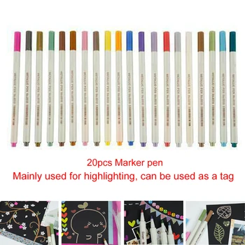 

20pcs Permanent Art Acrylic Paint Metallic Color Mug Wood Graffiti Marker Pen Water Based Highlighting Drawing Canvas Painting