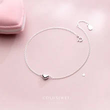 Colusiwei Simple Design Heart Silver Anklet for Women 925 Sterling Silver Bracelet for Ankle and Leg Fashion Foot Jewelry Gift