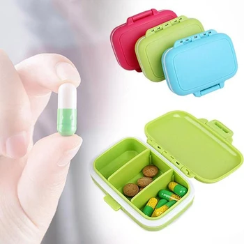 

Mini 3 Grids Pill Storage Boxes Portable Plastic Vitamin Medicine Case Travel Organizer Container Drug Distributor Home Finisher