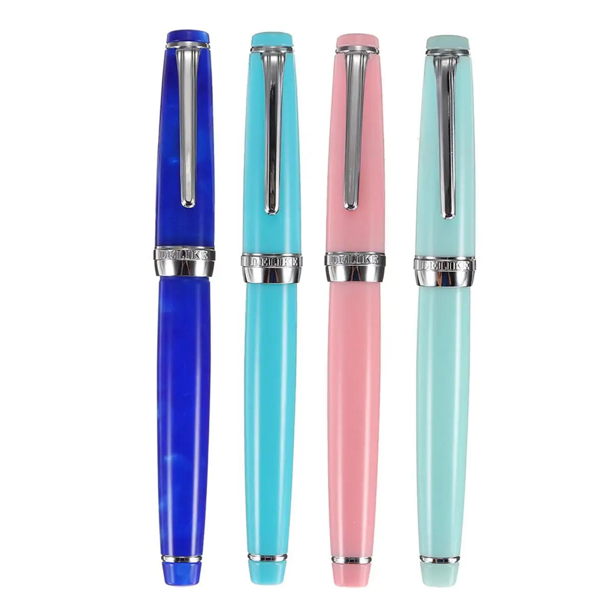 

Delike Elegant 0.38mm EF Bent Extra Fine Nib Fountain Pen Silver Clip Financial Pens With Gift Box Students Practice Calligraphy