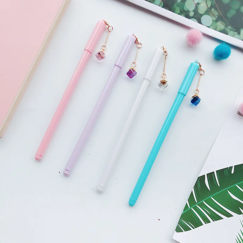 

4pcs Creative Symphony Colored Glass Pendant 0.5mm Black Ink Gel Pen Set For Writing Office School Stationery Supplies H6550