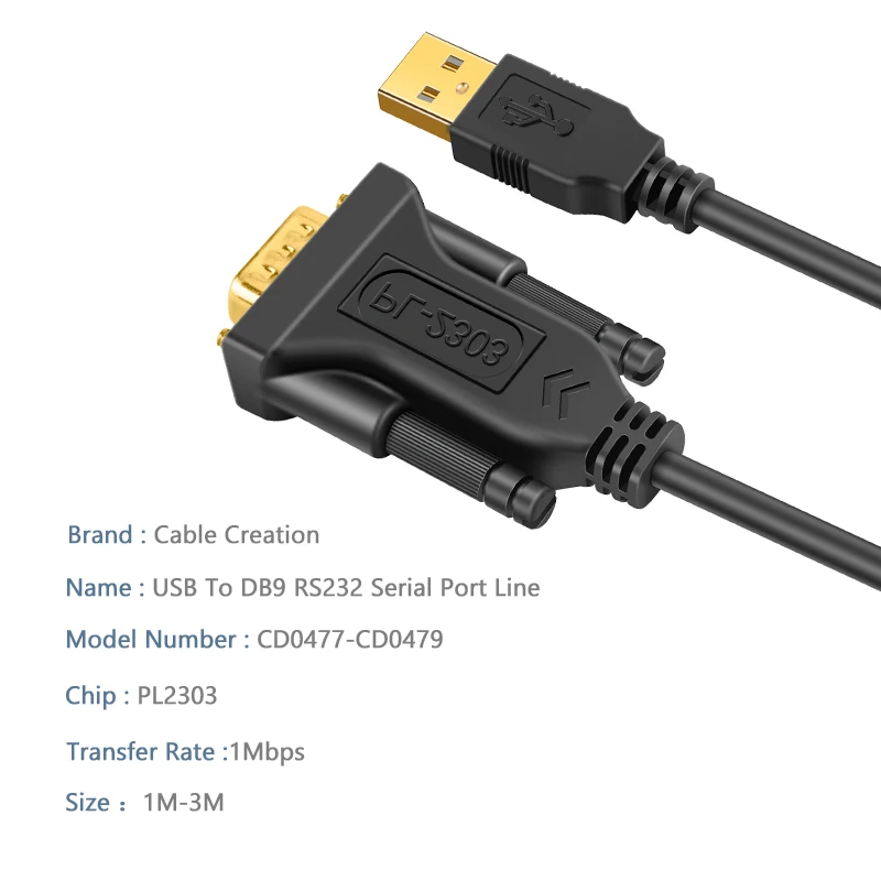USB к RS232 адаптер с плодовитым позолоченным USB 2,0 к DB9 последовательный конвертер кабель для Windows 10, 8,1, 8,7, Vista
