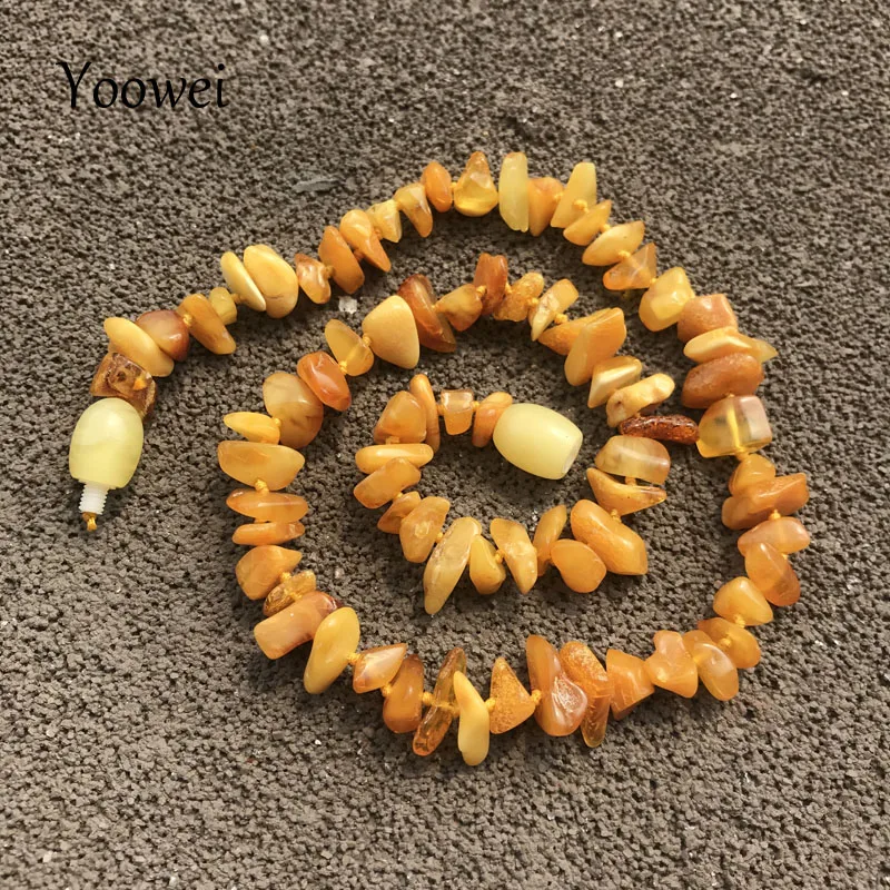 

Yoowei 36cm Natural Baltic Amber Necklace for Baby Genuine Irregular Amber Factory Original Amber Chips Beads Jewelry Wholesale