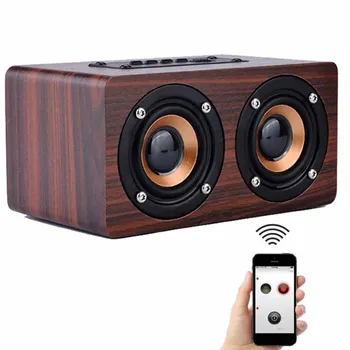 

W5 10W High Power Wooden Box Portable Wireless Bluetooth Speaker Subwoofer 2200mAh Battery Support TF CardX Cable