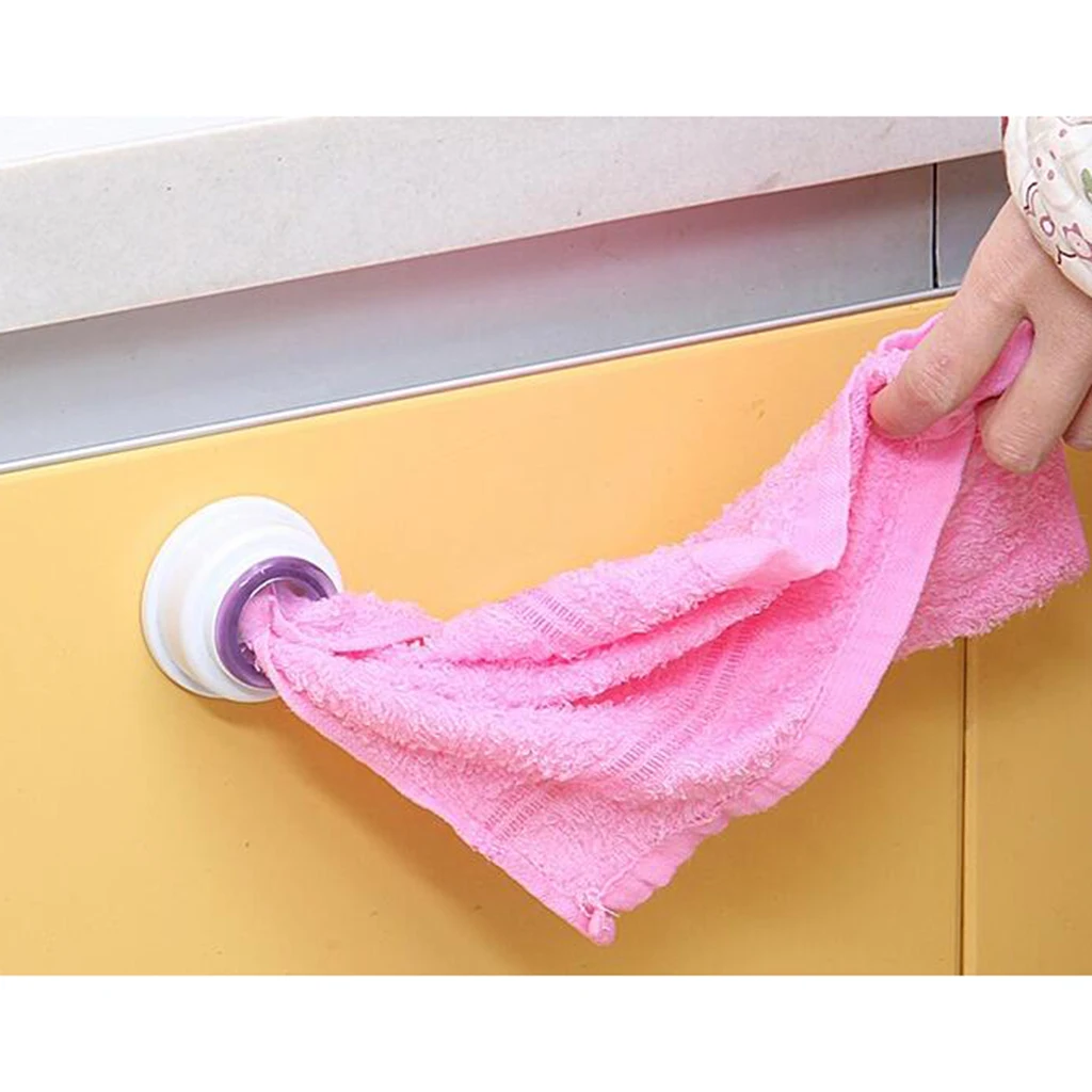 Круглый держатель для чайных полотенец Push& Grip для кухни и ванной комнаты, 5,3x2,5 см, розовый, зеленый, желтый, фиолетовый - Цвет: Pink