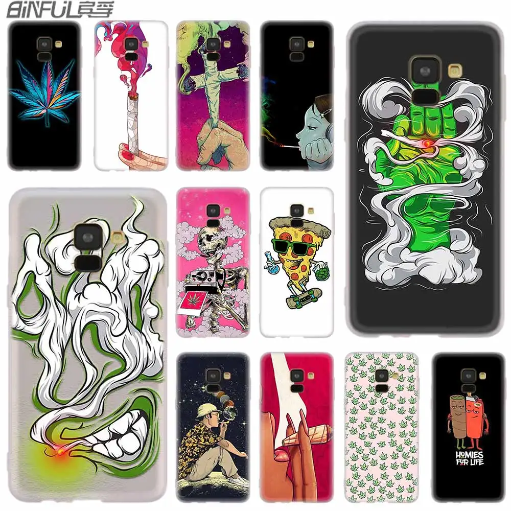 Cover Case For Samsung A42 A52 A72 A32 A12 A71 A51 A70 A50 A20 A30 A20S A21S A50S A6 A7 A8 2018 Bear smoking grass cigar | Мобильные