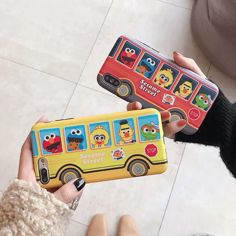 Чехлы для телефонов для iphone 11Pro XS Max X XR, мягкий матовый чехол IMD с изображением мультяшного автобуса для iphone 11, 6, 6 S, 7, 8 Plus, чехлы для задней панели