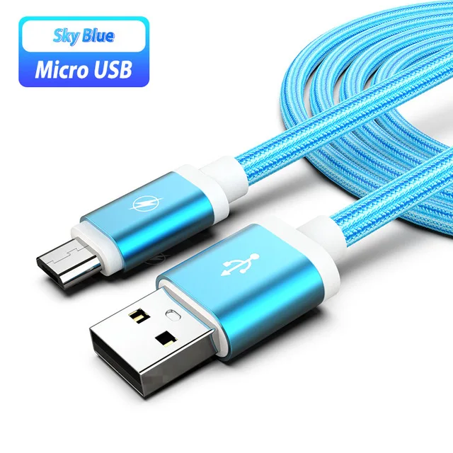 1/2/3 м Микро usb-кабель телефон Android Зарядное устройство кабель для зарядки Micro USB зарядка через usb провод шнур для Xiaomi Redmi 5 Plus, 8, 7, 6 6A S2 - Цвет: blue