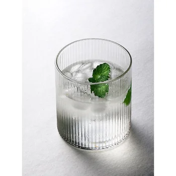 

1 pc Handmade Glass Breakfast Cup Coffee Tea Milk Yogurt Mug Creative 180ml 300ml Mug Gifts Glass Whisky Heat-resisting Striped