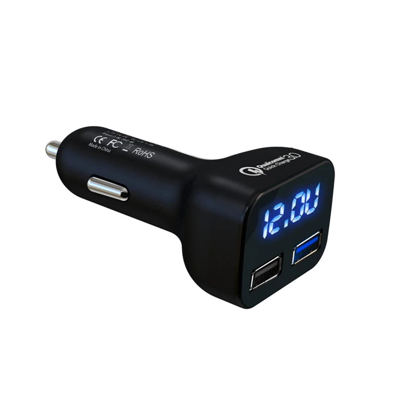 

Universal Multifuncation QC3.0 Car Cigarette Lighter Socket 2.4A Dual-port USB Quick Charge Auto Charger Car Voltage Monitor