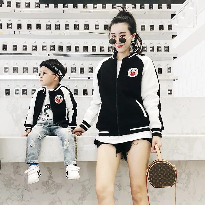 

Mommy and Me Clothes Mother and Daughter Clothes 2019 Spring and Autumn New Girl Boy Embroidered Jacket Baseball Uniform