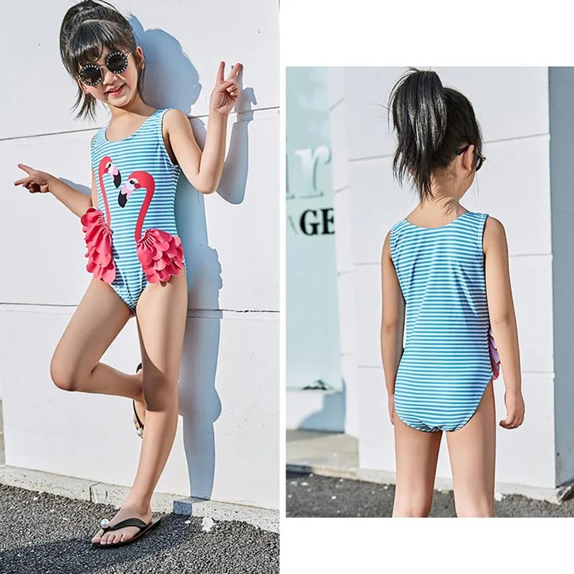 2020 Girls Swimwear Cute Kids Swimsuit Swimming Swan Flamingo Baby Girl Bathing Suit One Pieces Swim Wear For Children