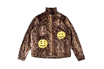 

2020ss CPFM.XYZ Leopard Zip Work Jacket Men Women Kanye West Smile Face Embroidery Jackets And Coats Hiphop Men Outwear
