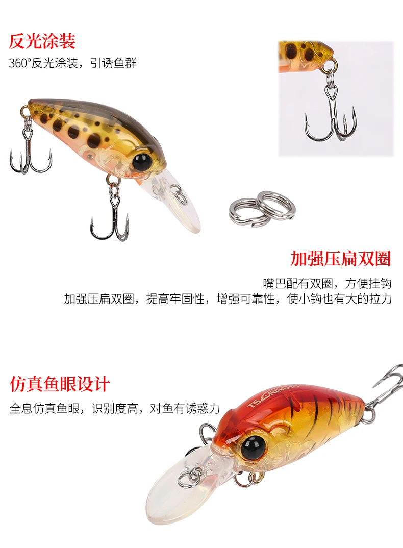 Trulinoya Приманка Mini Little Fat 35 мм3. 8 г рок-н-ролл приманка жесткая приманка глубина 1,6-2. 0 м белый