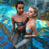 Sexy Bikinis Color mosaic Bandeau V Neck Bikini Swimsuits Push Up Swimwear Female Brazilian Bikini Set Bathing Suits Biquini 3