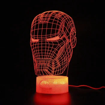 

Avengers Hero Kids 3d Table Lamp Remote Control Sleep Nightlight Illusion USB Touch Sensitive Light Iron man Lamp