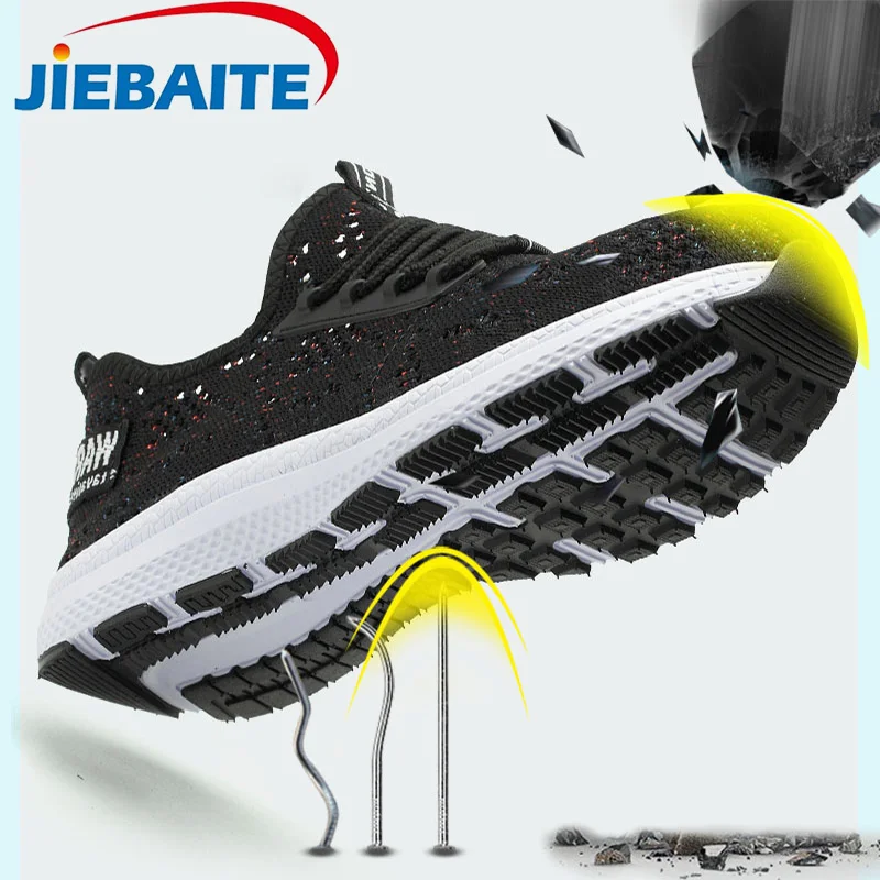 

New Exhibition men Steel Toe safety shoes Anti-smashing breathable safety boots Durable work Protective Labor Insurance Shoes