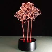 7 цветов Изменение розы акрил 3D свет светодиодный светильник для гостиной настольная лампа Micro USB свет настроения для спальни прикроватный любовник Валентина подарок для жены