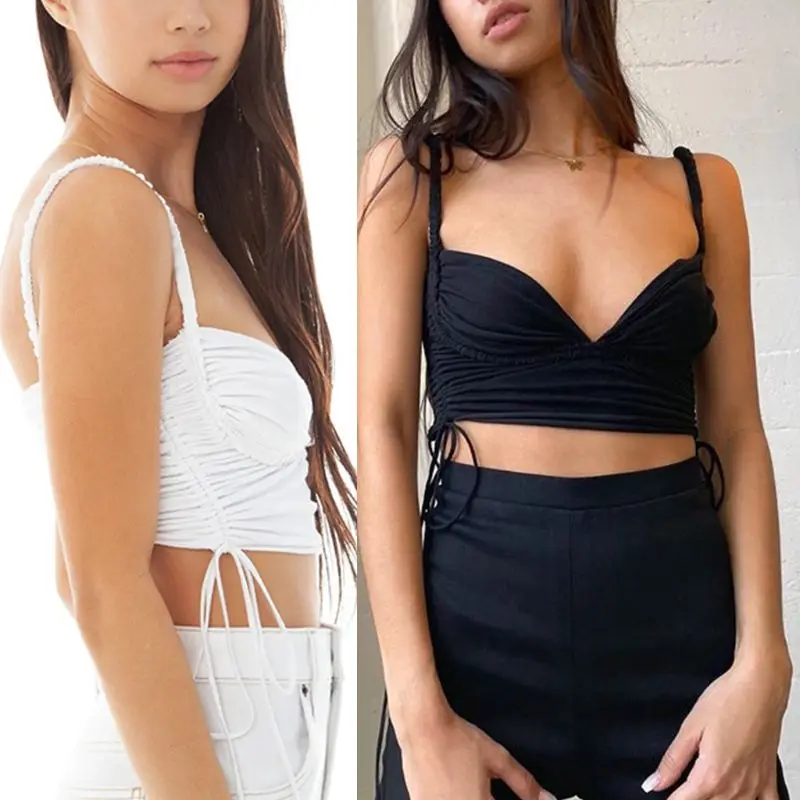    v  ũ ڸ ž Ruched Drawstring Backless Camisole İƼ Ʈ    Clubwear