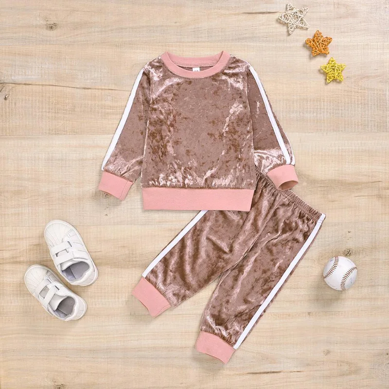 

New Autumn Winter Baby Clothing Sets Kids Baby Boys Girls Velvet Hoodie Tops+Long Pants 2PcsTracksuit Girl Children's Clothing