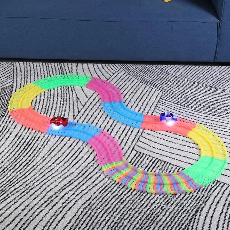 Детские сборные игрушки DIY, светящиеся гибкие автомобильные игрушки, детские гоночные изгибы, рельсовые дорожки, светодиодный электронный флэш-светильник, автомобильная игрушка
