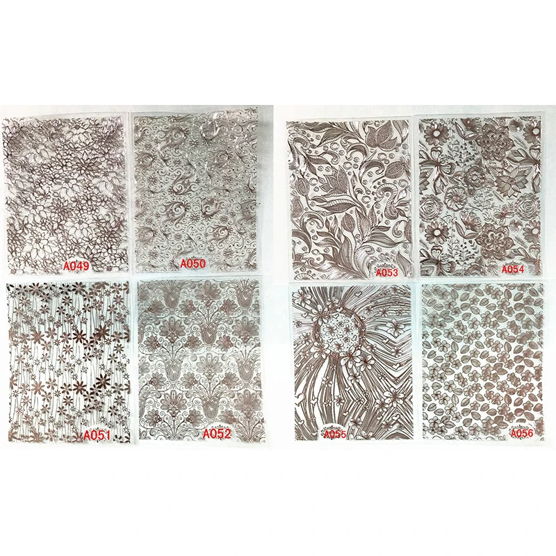 Silver 8Sheets/Set Metal openwork nail sticker nail art sequins nail metal decorations nail decals nail art accessoire nail supplies - Цвет: Silver