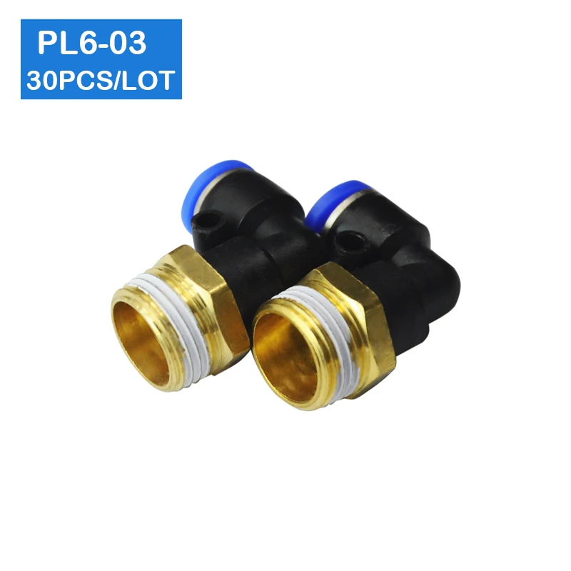 Free shipping 30 Pcs of PL6-03, 6mm Push In One Touch Connector 3/8" Thread Pneumatic Quick Fittings