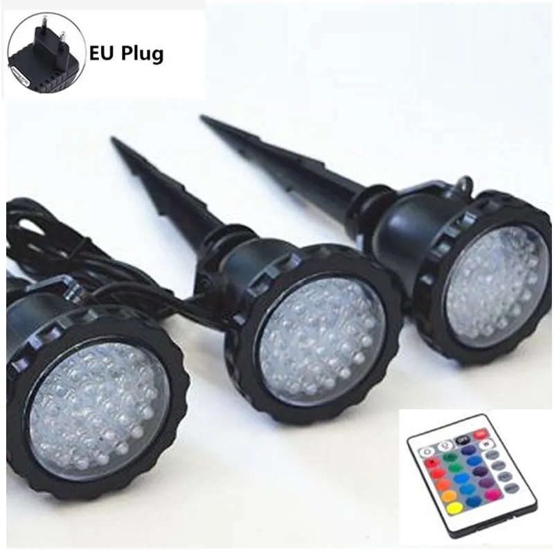 EU Plug Светильник для пруда с RGB дистанционным управлением для сада Водонепроницаемый 3 шт. Точечный светильник Фонтан Декоративный светильник - Цвет: EU Plug